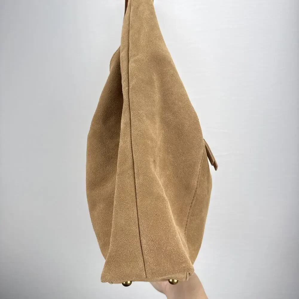 American Leather Co Marietta Knot Hobo Purse Shoulder Bag‎ Cognac Suede Boho
